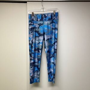 Terez Blue Camo Print Leggings, Size Medium & Large